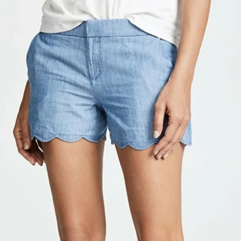 Club Monaco Scalloped Chambray Shorts NWT